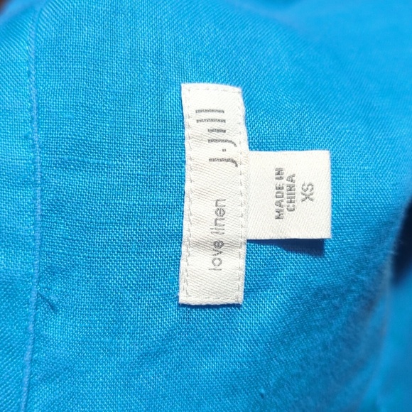 J. Jill 100% Linen Turquoise Blue Classic Old Money Button Up Top Sz XS - Picture 7 of 11